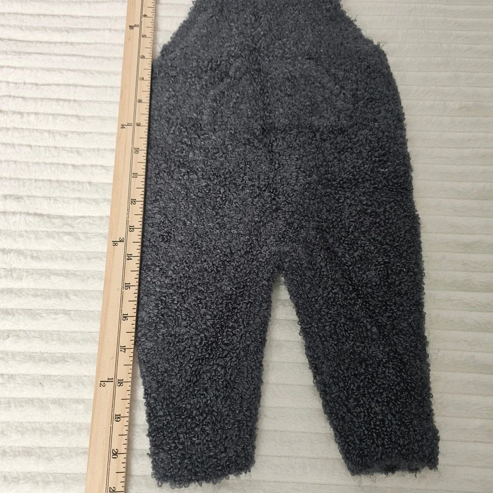 Zara Baby Textured Fuzzy Knit Overalls 1-3M Charcoal Gray Scandinavian Cozy